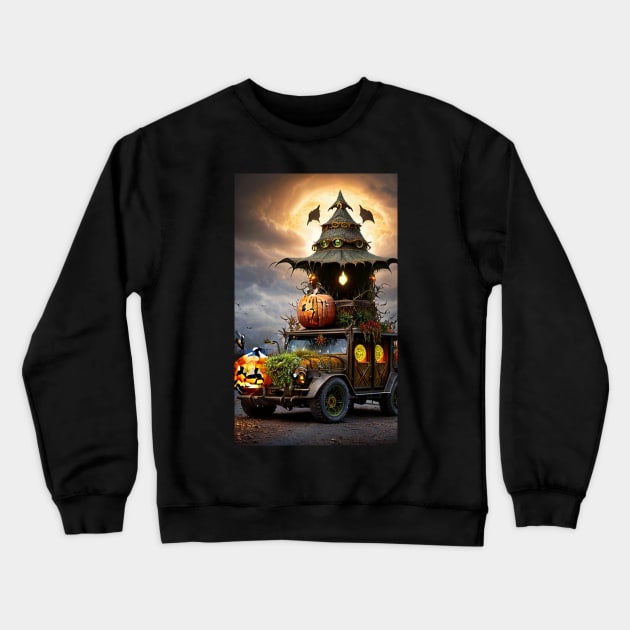 Carriage of Curses: Halloween's Midnight Mover Crewneck Sweatshirt by AmazinfArt